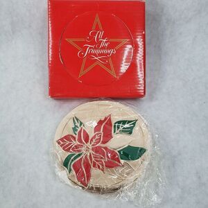 Macy's ALL THE TRIMMINGS Christmas Poinsettia Coasters New In Box